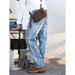 Men's Trendy High Street Loose Straight Leg Distressed Pants Retro Washed Light Colored Ripped Jeans_mkmklike.com