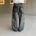 Men's American Vintage Washed Gray Distressed Straight Leg Jeans - Casual Loose Fit Denim Pants For Teen Boys_mkmklike.com