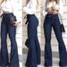 Women’s Clothing High Waist Micro Elastic Lace Up Flared Pants Wide Leg Pants Women's Jeans_mkmklike.com
