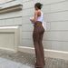 Women's High-Waisted Flared Jeans – Stretch Denim With Distressed Details (S-XXL, Coffee Brown)_mkmklike.com