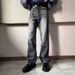 Men's Washed Black Jeans Straight Slim Fit Flared Cleanfit Pants mid Waist American High Street Style Long Non-Stretch_mkmklike.com