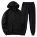 Women's Clothing Autumn and winter men's hooded solid color light plate pullover sweatshirt set casual sports hoodie sweatshirt trousers two piece set_mkmklike.com