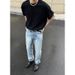 Men's Straight Fit Ice Wash Vintage Jeans Snow Fading Clean Aesthetic Classic Retro Denim for Everyday Wear 501 Blue_mkmklike.com
