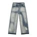 Men's Clothing Denim High Street Vibe Ripped Raw Edge Jeans Men's Trendy Brand Loose Straight Wide Leg Trousers_mkmklike.com