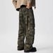 Military Green Camo Cargo Pants For Men - Streetwear Tactical Work Pants With Multi-Pockets & Straight Leg Design_mkmklike.com