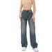 Women's Clothing Women's High-Waisted Relaxed Fit Stretch Denim Jeans - Cement Grey Wash, Comfortable Cotton Blend, Versatile Casual & Office Wear_mkmklike.com