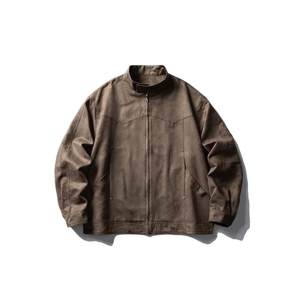 Beijie Clothing American Style Trendy Brand 2026 Spring New Suede Men's Retro Stand Collar Harrington Jacket_mkmklike.com