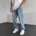 Men's Stretch Jeans – Ripped & Zip-Detail Slim Fit Denim Pants For Streetwear & Casual (S-XXL, Blue/Black/Distressed, Straight-Leg Comfort)_mkmklike.com