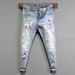 Vintage Light Wash Skinny Jeans For Men – Distressed Paint Splatter & Hand-Sanded Details (Slim Fit, Stretch Denim, Streetwear Essential)_mkmklike.com