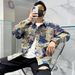 Men's Chinese Syle Prined Shir Handsome Versaile Long Sleeve Jacke Auumn Bear Trendy Turn-Down Collar Ouerwear_mkmklike.com