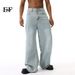 EF JEANS | 2024 New High Street Retro Old Wide Leg Pants Mopping Jeans Tide Straight Loose Light Blue_mkmklike.com