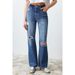 Distressed Washed Straight Leg Jeans For Women - Relaxed Fit High Waist Denim Pants With Vintage Style_mkmklike.com