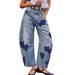 Women's Loose Straight Leg Jeans Trousers Heart Print Denim Jeans Relaxed Everyday Wear Versatile Comfortable Feshion Trend_mkmklike.com