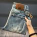 Men's Clothing Men's Slim Fit Stretch Washed Jeans - Vintage Yellow Straight Leg Ripped Denim Pants For Casual Wear Vintage Yellow Straight Leg_mkmklike.com