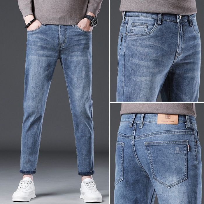 Pulse Italian High-End Nine-Point Jeans For Men 2025 Spring And Autumn Straight-Leg Tall Versatile Stretch Slim Fit Skinny_mkmklike.com