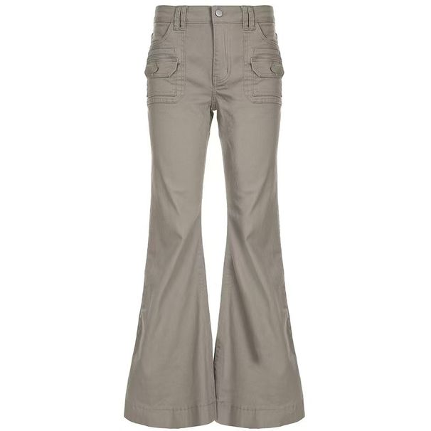 K European And American Retro Flare Low-Waisted Workwear Micro Flare Jeans For Women, Slim Fit, Leg-Lengthening, Slimming, Casual Long Pants_mkmklike.com