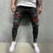 Popular Men's Ripped Three-Color Jeans Patch Elastic Small Foot Jeans Men_mkmklike.com