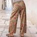 European And American Style Women's mid Waist Wide Leg Jeans Loose Floral Cropped Pants Bohemian_mkmklike.com