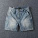 Men's Clothing Pure Cotton Three Quarter Jeans Retro Washed Old Fashioned Slim Straight Casual Shorts_mkmklike.com