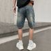 Men's Clothing High Street Denim Shorts Loose Ripped Patch Shorts Straight Rotten Hole Patch Shorts_mkmklike.com