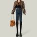 High-waisted Women's Jeans For Autumn And Winter, Slim-fit, Skinny Bootcut Pants, Stretchy Pencil Pants_mkmklike.com