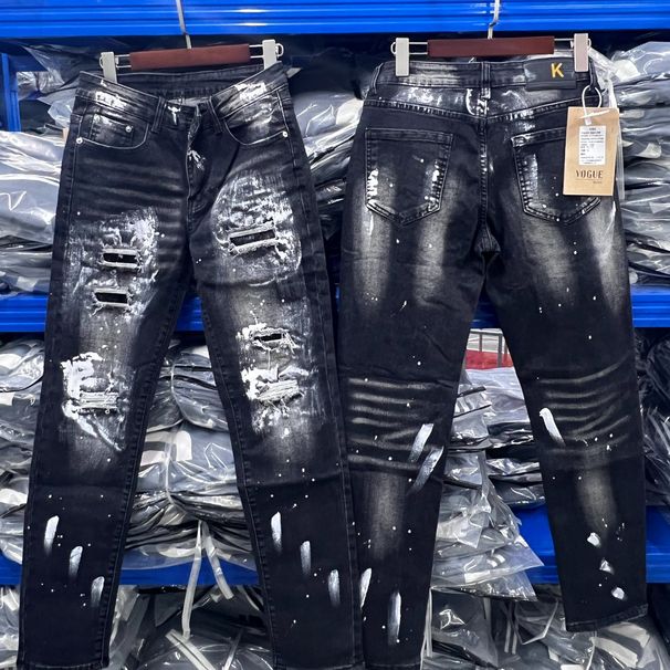Streetwear Splatter Jeans – Unisex Distressed Denim Pants With Paint-Drip Effect & Relaxed Fit Comfort Engineering_mkmklike.com