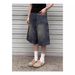 Vintage Washed Denim Shorts for Men Retro Blue Distressed High Street Wide Leg Casual Cargo Capri Pants_mkmklike.com