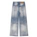 Men's Clothing Versatile Washed Blue Straight Leg Jeans Vintage Distressed Long Trousers_mkmklike.com