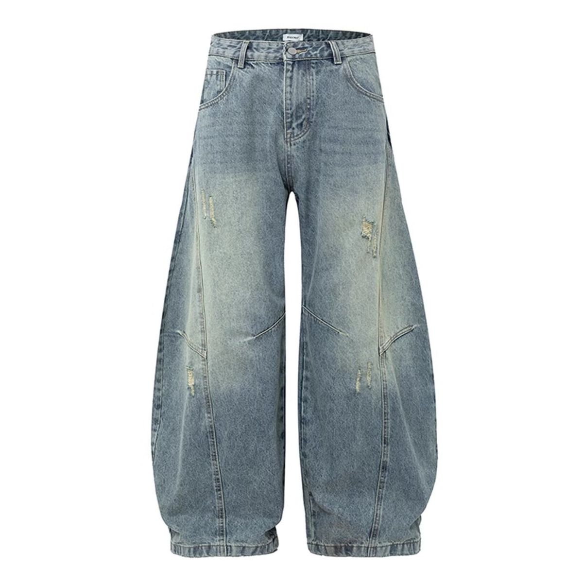 Men's Retro Silhouette Curved Blade Jeans Loose Fit Niche Design Three Dimensional Cut Summer Denim American Style_mkmklike.com