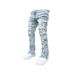 Men's Clothing Fashionable Patchwork Layered Design Jeans - Relaxed Straight Leg Pants For Men & Women (Multiple Colors & Sizes Available)_mkmklike.com