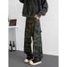 American Vibe Deconstruction Splicing Camouflage Workwear Jeans Men Trendy Brand Loose Straight Leg High Street_mkmklike.com