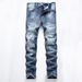 Men's Clothing Men's Ripped Straight Leg Slim Fit Non Stretch Jeans Ripped Men's Light Colored Denim Trousers Denim_mkmklike.com