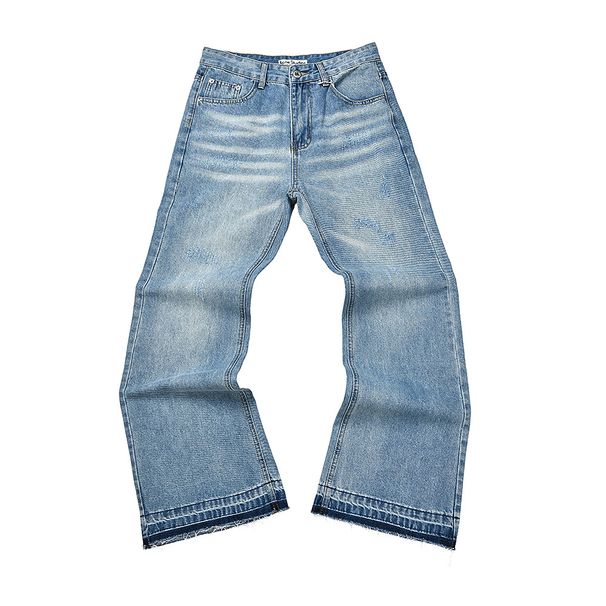 Men's Clothing Distressed Splatter Denim Jeans High Street Washed Straight Leg Casual Fashion For Men_mkmklike.com