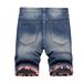 "Men's Distressed Denim Shorts – Trendy Ripped Five-Point Cut With Mid-Waist Straight Fit (Sizes 28-42, Bluish/Black)"_mkmklike.com