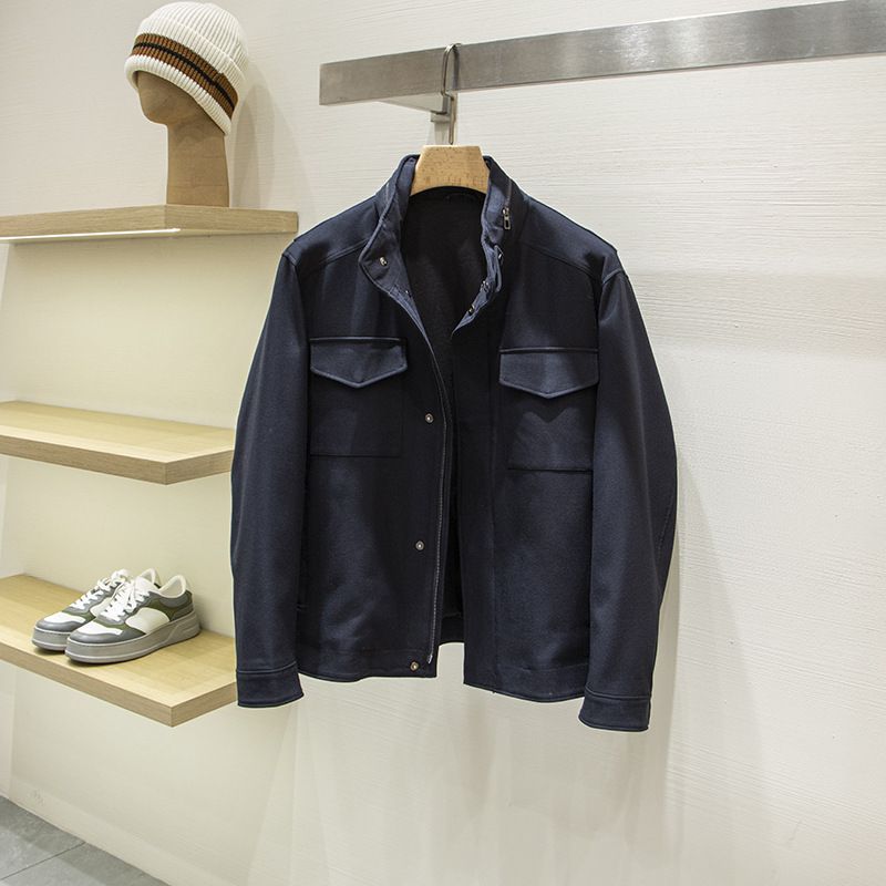 LP Ediion Adminisraive Workwear! Men's Auumn Winer Sand Collar Hidden Hood Business Casual Wool Huning Jacke_mkmklike.com