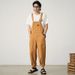 Pure Ami Khaki Vintage Heavy Cotton Retro Wide-Leg Loose Overalls For Men_mkmklike.com