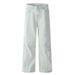 American High Street Light Color Distressed Washed Jeans Vibe Trendy Brand Pleated Design Loose Straight Long Pants For_mkmklike.com