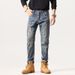 Men's Slim Fit Stretch Jeans High Street Style Distressed Washed Skinny Denim Pants For Casual Wear_mkmklike.com
