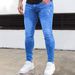 Men's Slim Fit Stretch Jeans Whiskered Washed Casual Trousers Black Light Blue Dark Blue Mid Waist Skinny Jeans_mkmklike.com