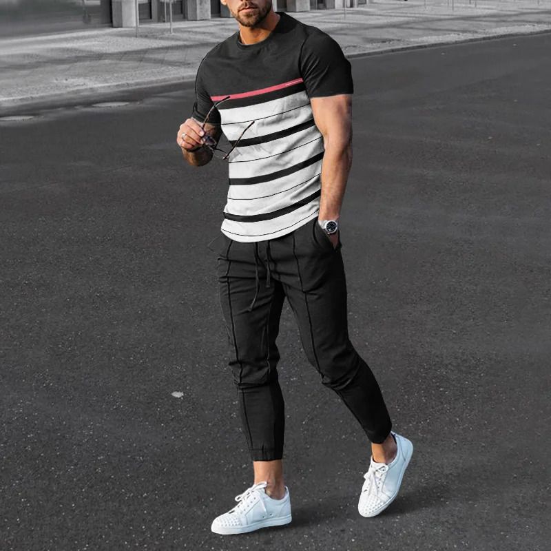 Men's Clothing loose sports suit 3D digital printing personalized fashion short-sleeved trousers_mkmklike.com