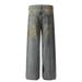 Dirty Dyed Jeans For Men Street Style Loose Faded Vintage Casual Wide-Leg Straight Pants Floor-Length Trousers_mkmklike.com