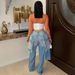 LD2525 Autumn Winter New European And American Women's Fashion Denim Vintage Patchwork Destroyed Decorative Loose_mkmklike.com