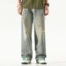 Men's Cross Border Ripped Jeans, Summer Style, High Street, American Retro Trendy Brand, Washed Distressed Straight Leg, Beggar Long Pants_mkmklike.com