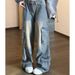 Trendy High Street Cargo Pants Women Multi-pocket 2025 Autumn Washed Y2k Baggy Jeans Women High Waist Wide-leg Denim Trousers_mkmklike.com