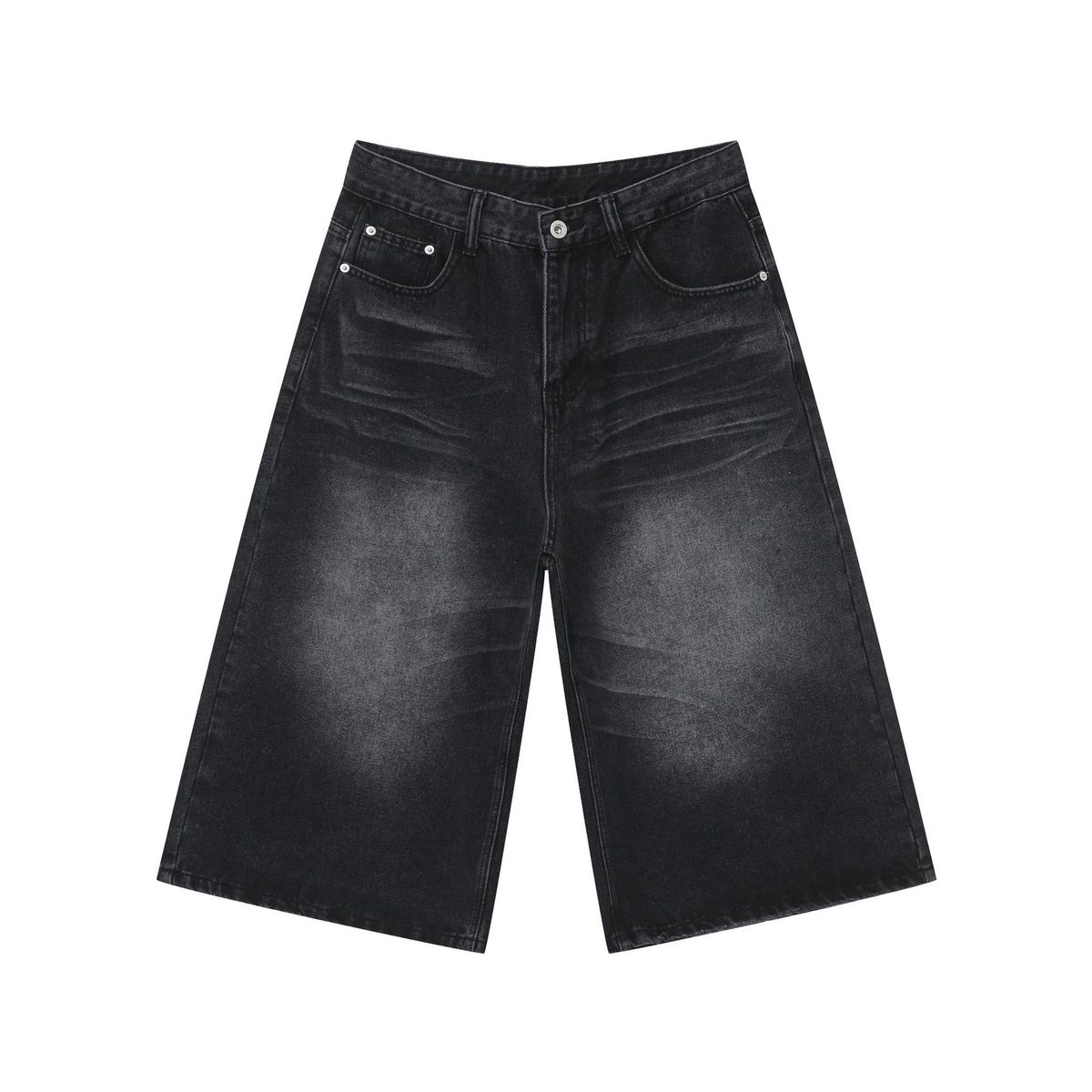 Men's Clothing Wide Leg Cropped Jeans Summer Retro Washed Loose Straight Shorts Men's Shorts Trend_mkmklike.com