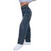 Women's Clothing Wide Leg Pants Autumn Wear Women's High Waist Flared Jeans - Classic Blue Denim Wide Leg Pants For Casual & Office Wear_mkmklike.com