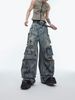 Men's Clothing Destroy Contradictions, Distressed Multi Pocket Design Jeans, Hand Painted Ripped Loose Straight Pants_mkmklike.com