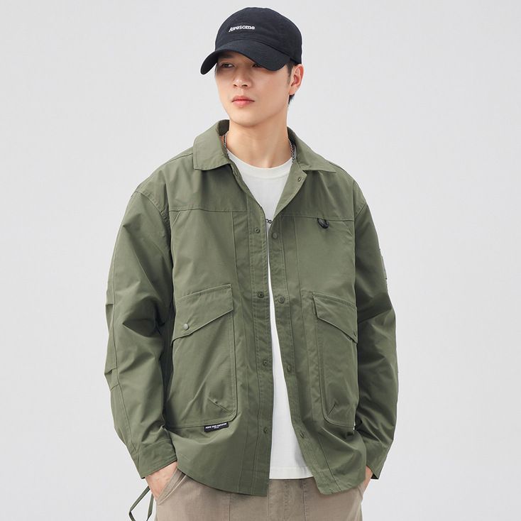 2026 Autumn Outdoor Work Men, Cotton Coat In Military Green, Loose Fit For Plus Size, Spring Season, Waterproof And_mkmklike.com