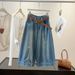 Women's American Retro Blue Denim Jeans High Waisted Slimming Loose Fit Wide Leg Cropped Pants Petite Summer Style Versatile_mkmklike.com