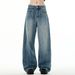 Vintage Washed Clean-fit Straight-leg Jeans Men, New American-style Trendy Wide-leg Casual Pants For Spring And Autumn_mkmklike.com